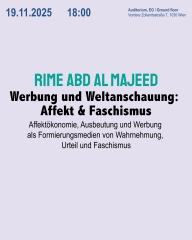 Veranstaltungsakündigung Werbung und Weltanschauung: Affekt & Faschismus 