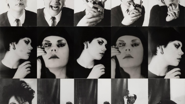 Erfurt Punks, 1984 Eine Abbildung mehrerer schwarz-weiß Fotografien von Porträtfs aus der Punk-Kultur