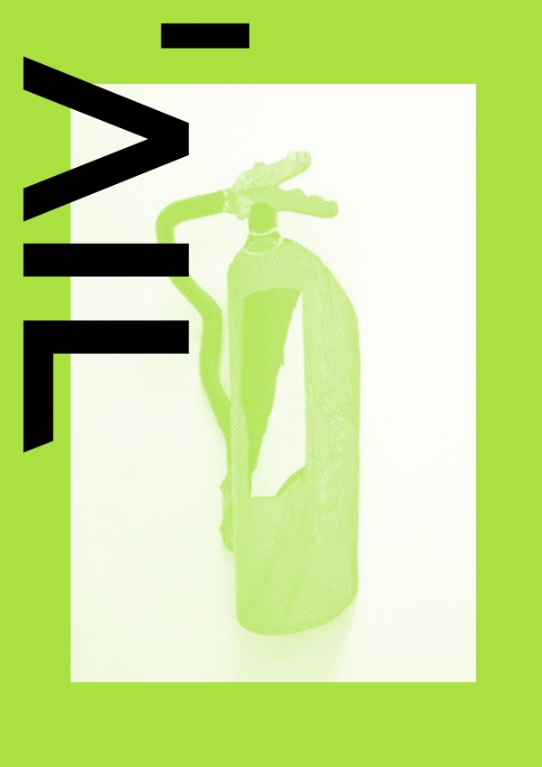 Plakat mit einem grünen Feuerlöscher und dem AIL Logo