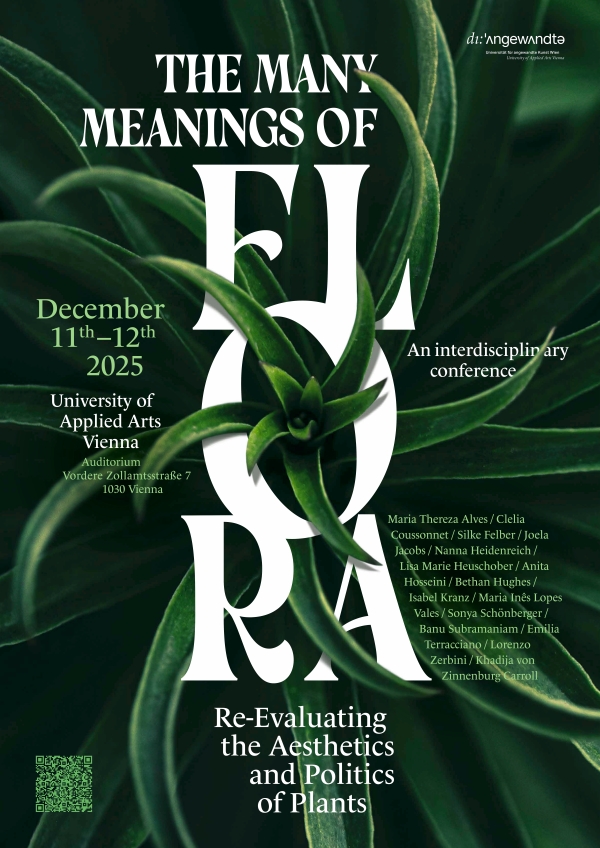 Plakat mit den Veranstaltungsinformationen. Weisse Schrift auf grünen Pflanzenhintergrund.