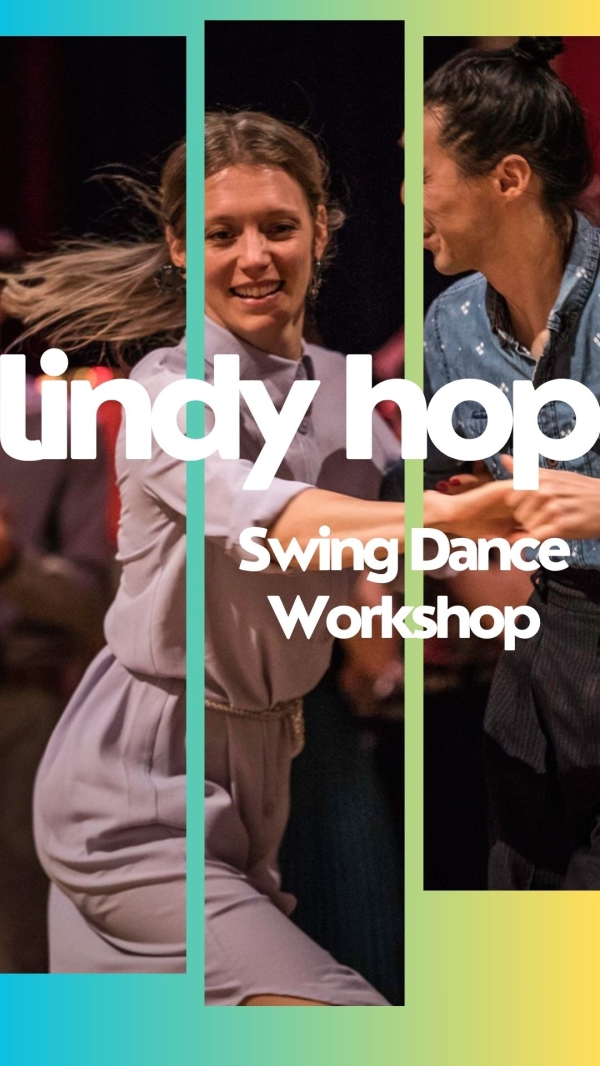 Ein tanzendes Paar, Schriftzug Lindy Hop