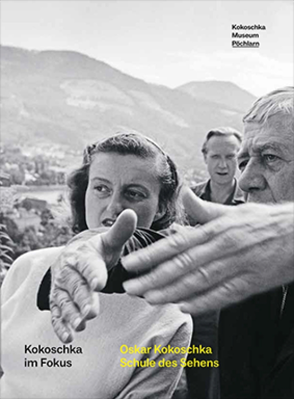 Buchcover: Oskar
                                          Kokoschka und eine seiner Schülerinnen schauen in die Ferne; im Vordergrund seine gestikulierenden Hände