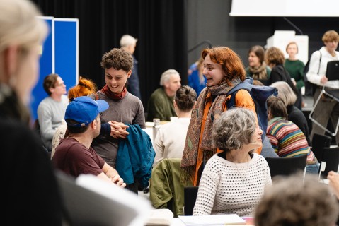 A group of people at a workshop