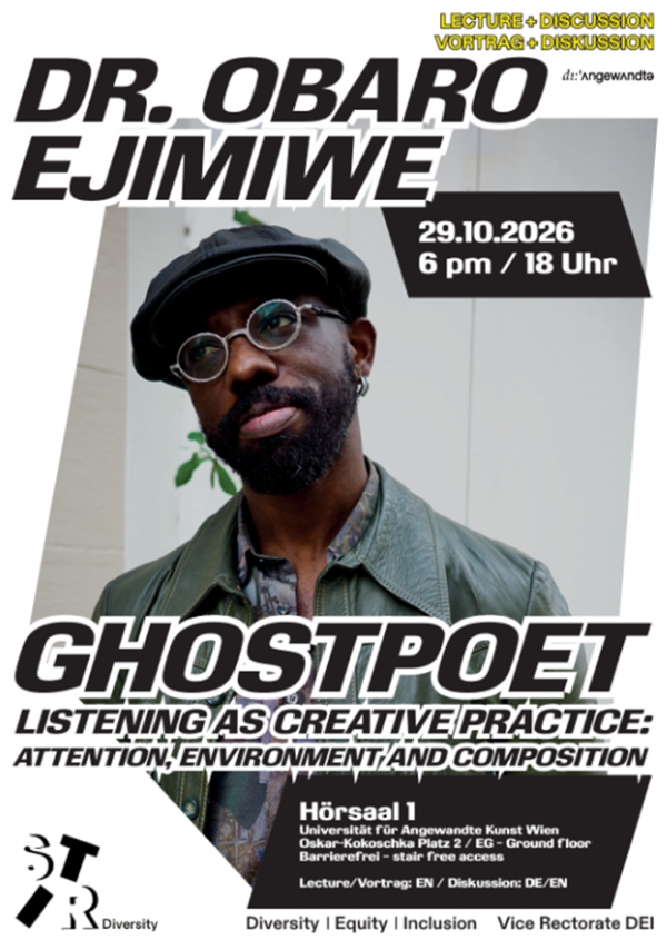 Veranstaltungsplakat mit Obaro Ejimiwe Oktober
                                          2026