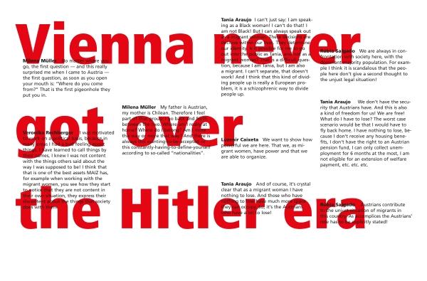 Poster „Arbeit an der Öffentlichkeit“ by Klub Zwei and MAIZ at Kunstraum SUPER